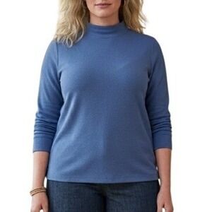 Hasting & Smith Mock Neck Slate Blue 3X‎